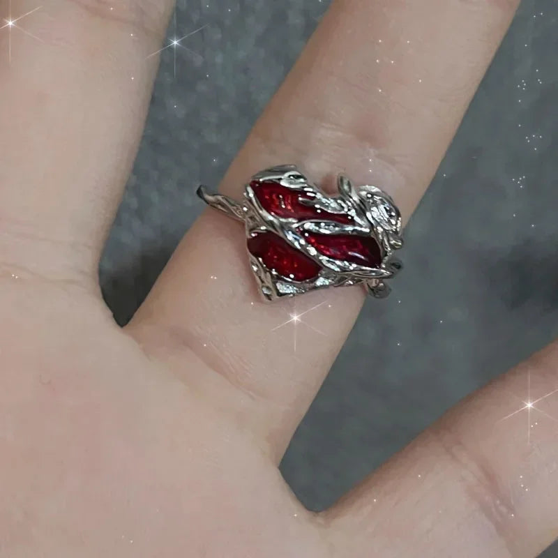Bague Cœur Cristal Rouge