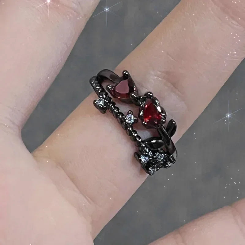 Bague Cœur Cristal Rouge
