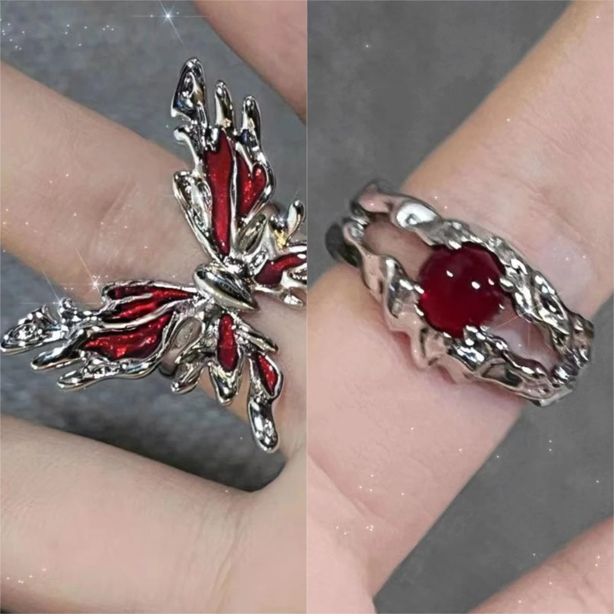 Bague Cœur Cristal Rouge