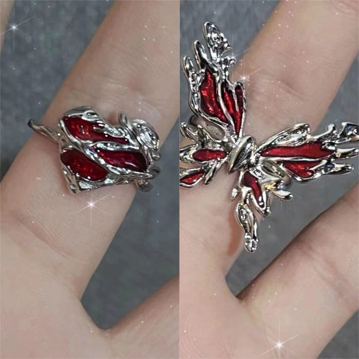Bague Cœur Cristal Rouge