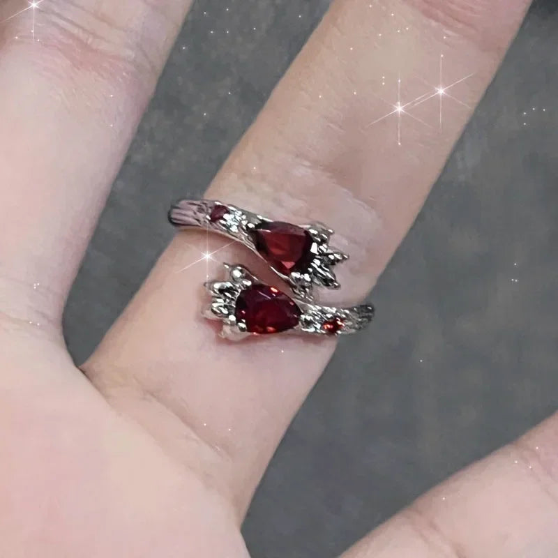 Bague Cœur Cristal Rouge