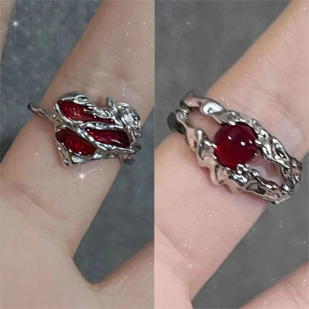 Bague Cœur Cristal Rouge